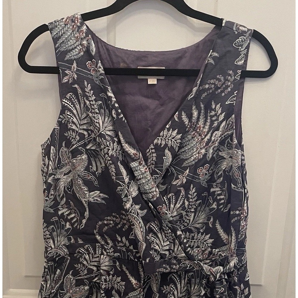Loft Romper Blue Floral Faux Wrap V Neck Womens 8P Aloha‎ Vacay Beach Resort